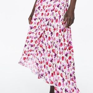 Zara pink, red, and white wrap skirt